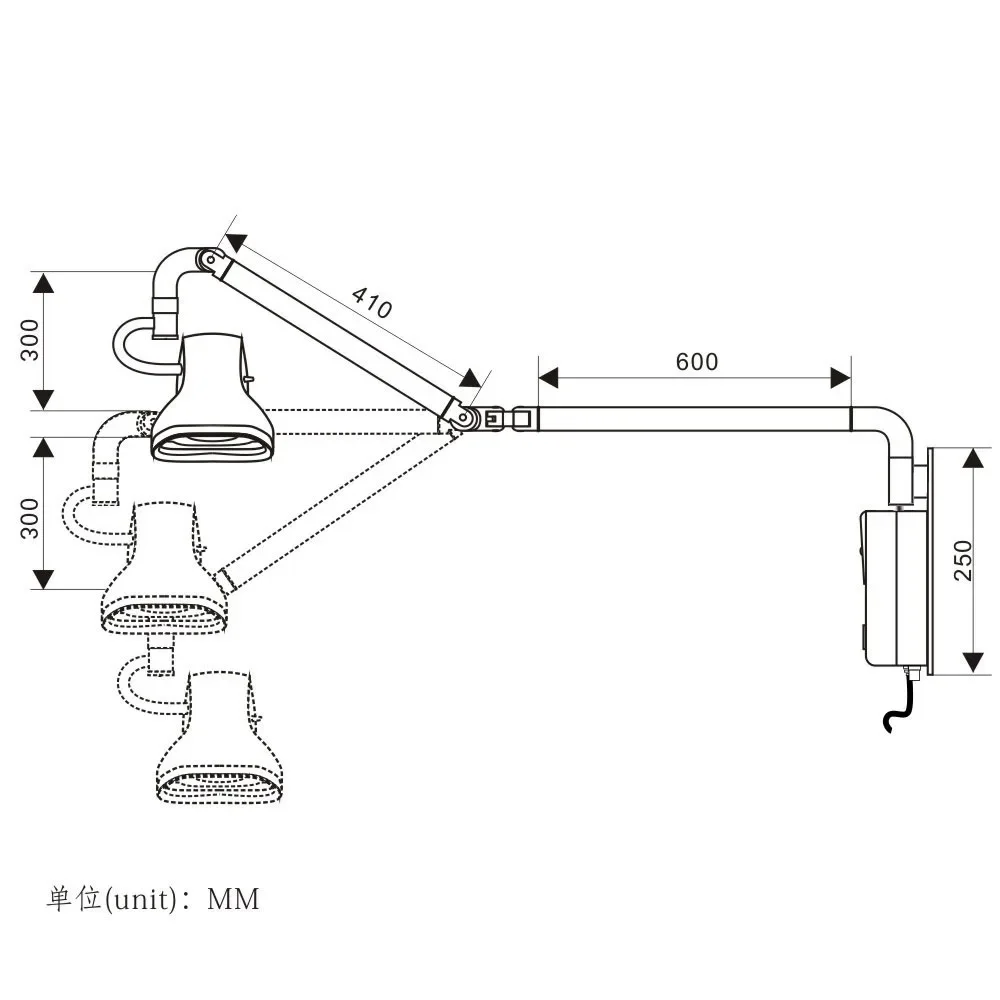 a forAM-2021W-3 Electric 21W LED Wall-Mounted Veterinary ENT Dental Surgical Operating Light