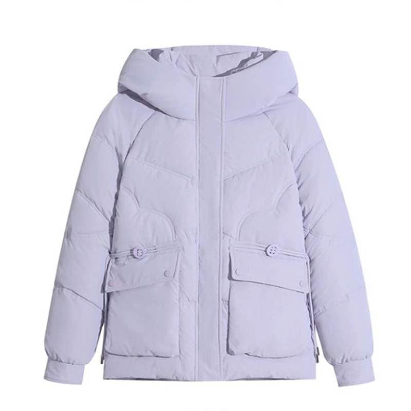 Kobiety Puffer Winter Down Cotton Coat 2024 New Parkas Thick Warm Clothing Hooded Jacket Loose Padded Snow Outercoat Female Outerw