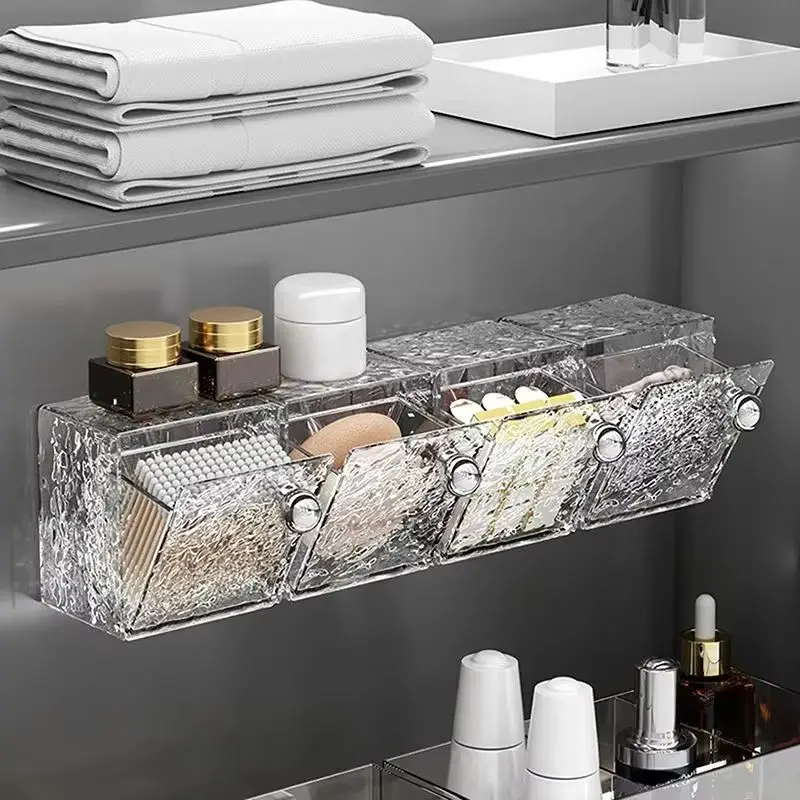 Innovative Bathroom Wall-mounted Flip Storage Box For Cosmetic Cotton Swab Hair Band Lipstick