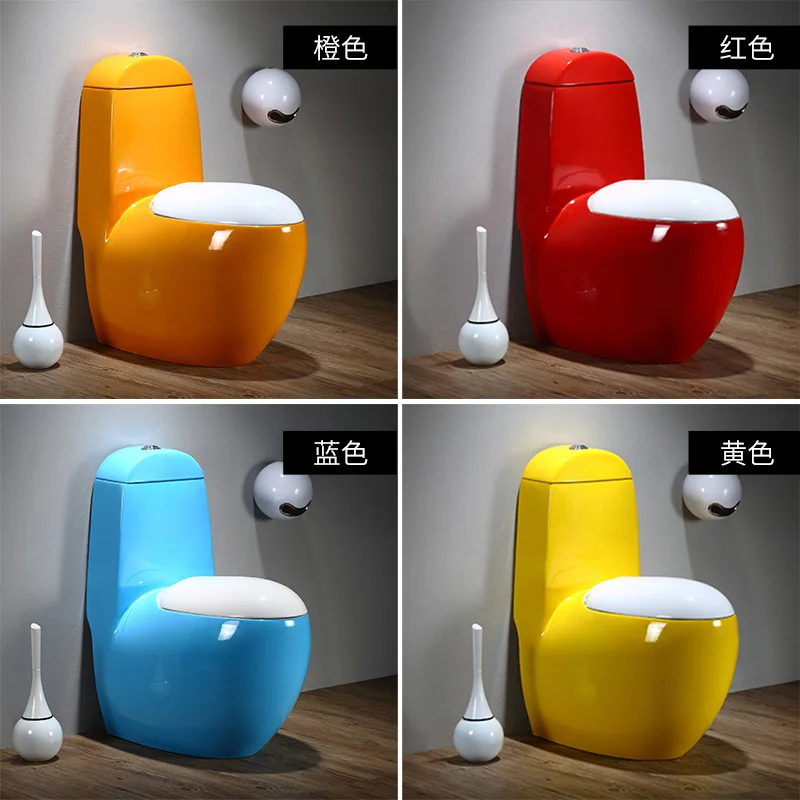 Household toilet siphon type color personality creative small egg type round toilet conjoined ceramic seat toilet