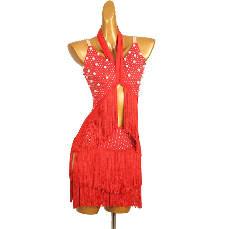 

Latin Dance Dress Standard Competition Costume Dancer Performance Stage Wear Sleeveless Backless Tassel Party Outfits