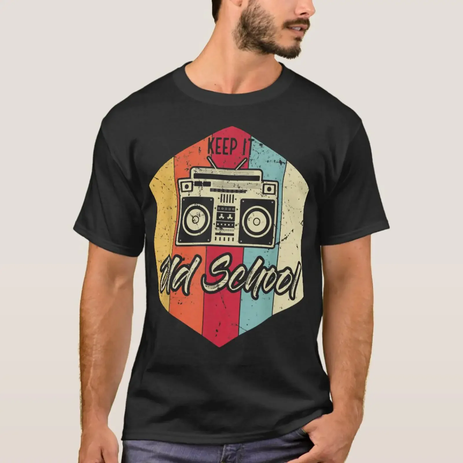 Keep It Old School Hip Hop Music Rap Hopper 80 T Shirt vintage Washed Soft Slightly Casual homme streetwear Stretched