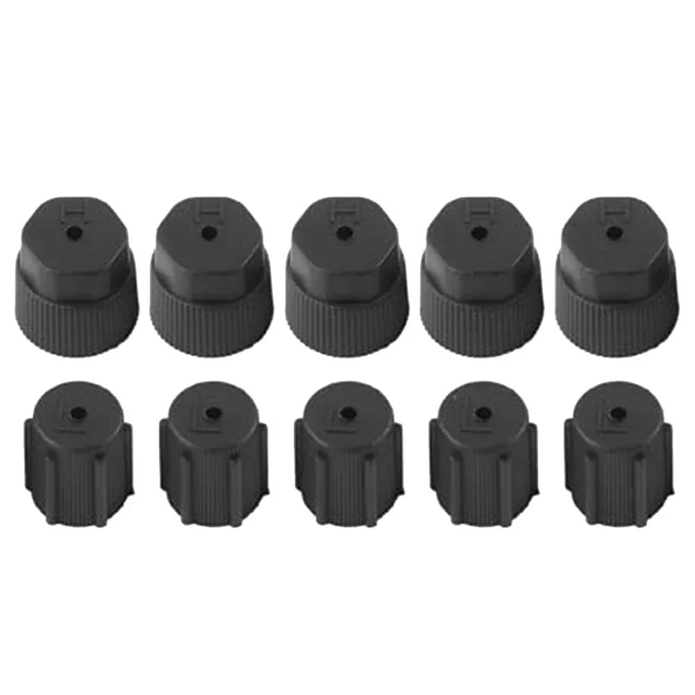 

10pcs Car H & L Pressure A/C Valve CAP 5 High-pressure CAP And 5 Low-pressure CAP Air Conditioning Service Tools Black