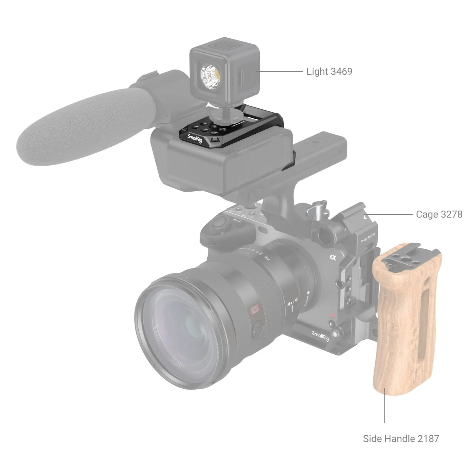 SmallRig FX3 XLR Handle Top Plate for Sony FX3 XLR Unit with Cold Shoe & 1/4\'\'-20 Threaded Holes for Microphone LED Light  -3990