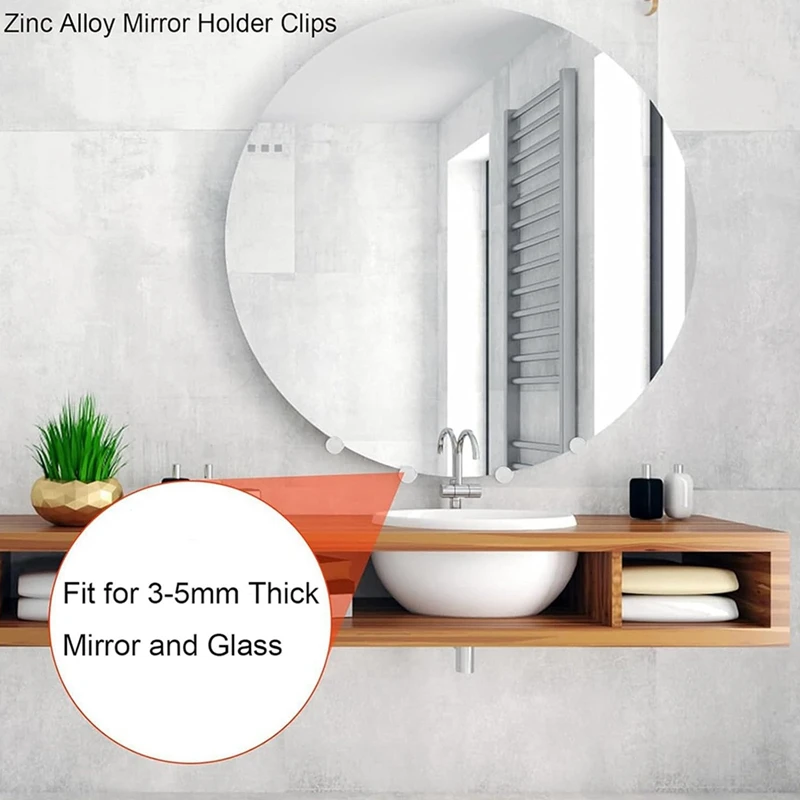 Комплект оборудования для монтажа безрамного зеркала BAAY, зажимы для держателя зеркала, круглая форма, двойной винт, крепежный кронштейн для зеркала, стекла