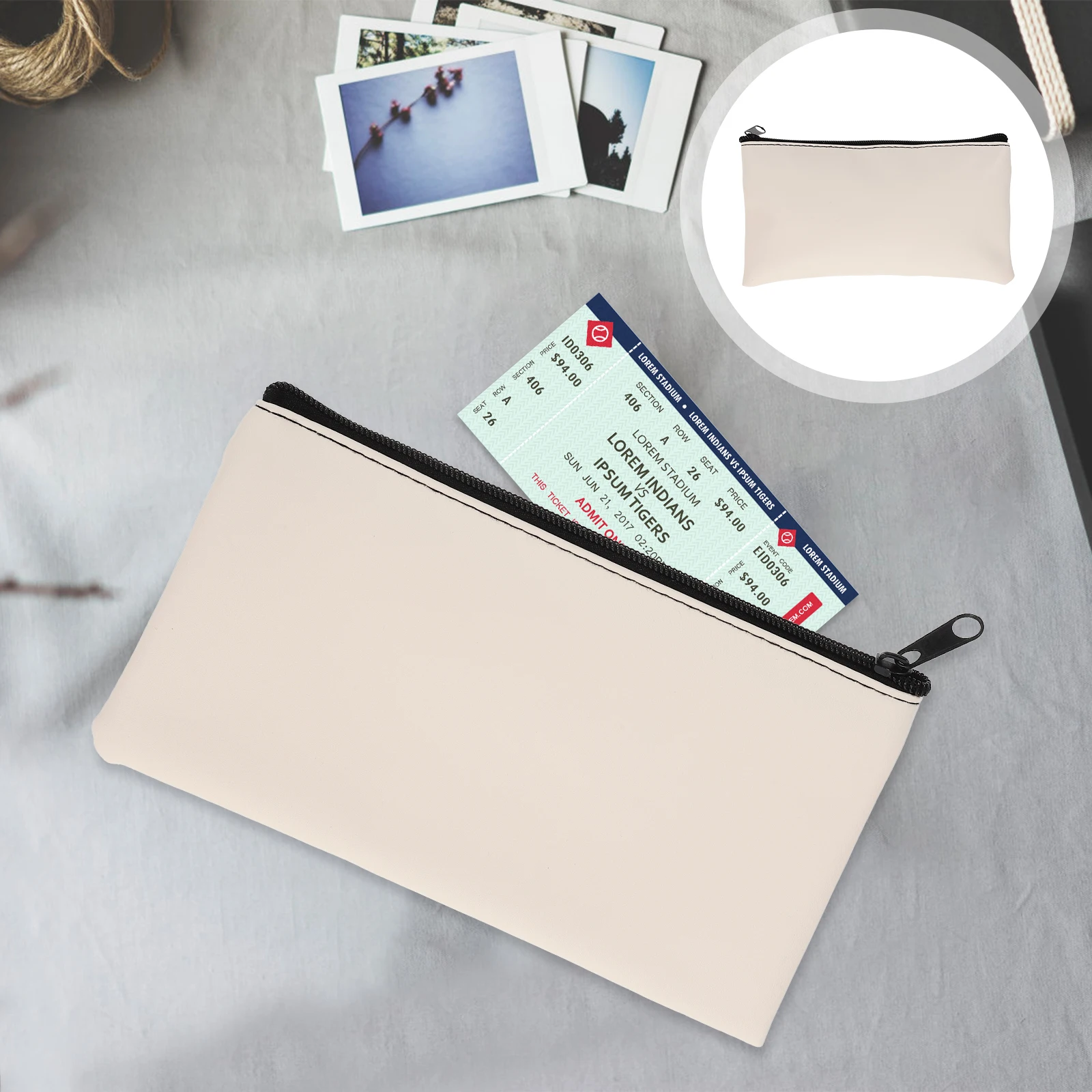 

2pcs Receipt Organizer Pouch Zipper Money Pouch Cash Bag Portable Bill Bag Document Holder Pu Multi Function