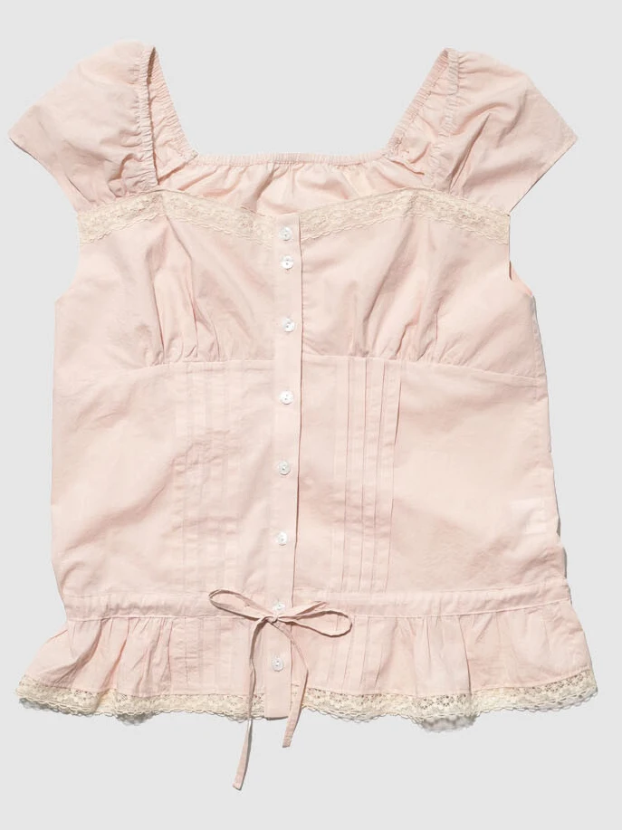 Summer ort Sve Lace Trim Belted Waist Slimming Design Women's irt Casual Commute Sle Loose Fit Regular Length Pure C...