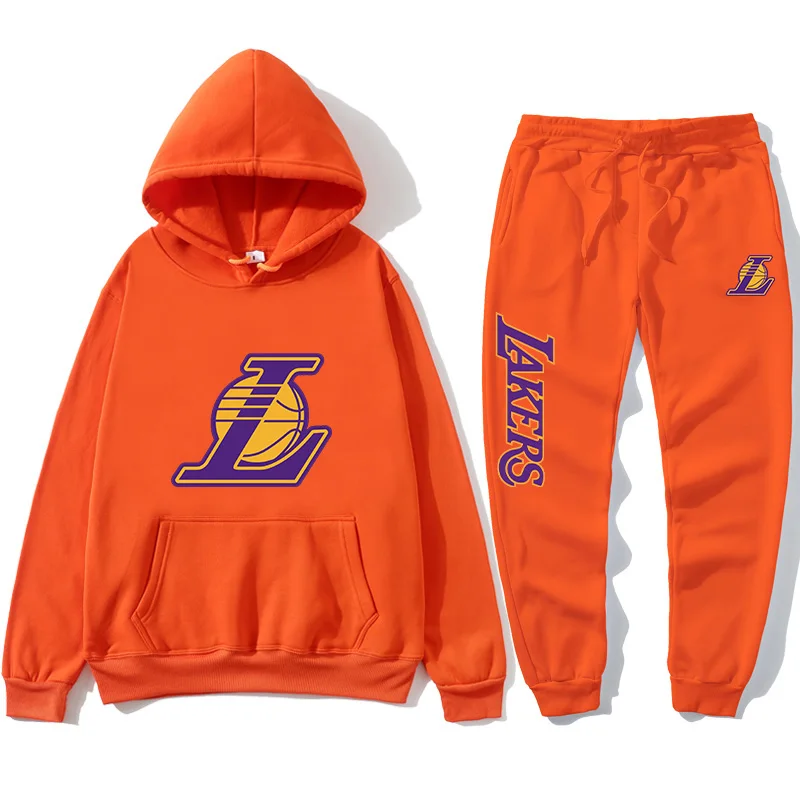 Autumn Winter Fashion Men\'S Women\'S Sports Suits Team Printing Hoodie Set Couples Tracksuit Hooded Basketball Sweatpants Suit