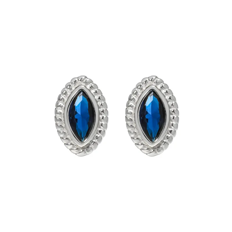 Fashion Twists Lace Original Stud Earrings for Women Wedding Party Gift S925 Sterling Silver Earring Blue Zircon Fine Jewelry