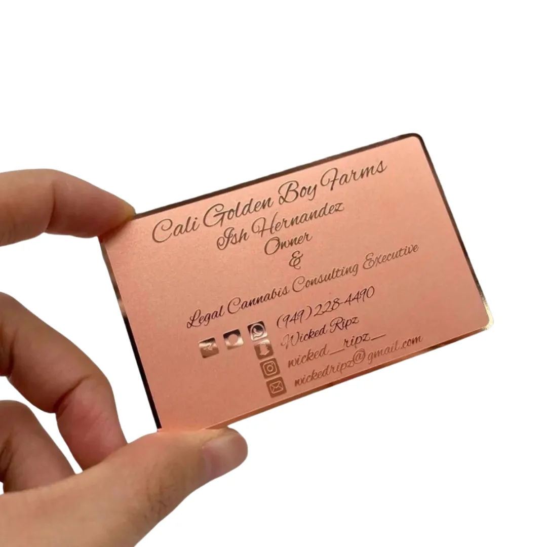 Customized inquiry Factory Wholesale Custom Mirror Business Cards Metal Stainless Steel Silver Engraved Name Card