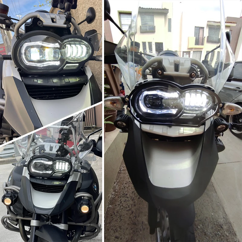 Für BMW R1200GS LED-Scheinwerfer R 1200GS 2005–2012 R 1200GS ADV Adventure 2006–2013 R1200 GS Motorradbeleuchtung passend für Ölkühler