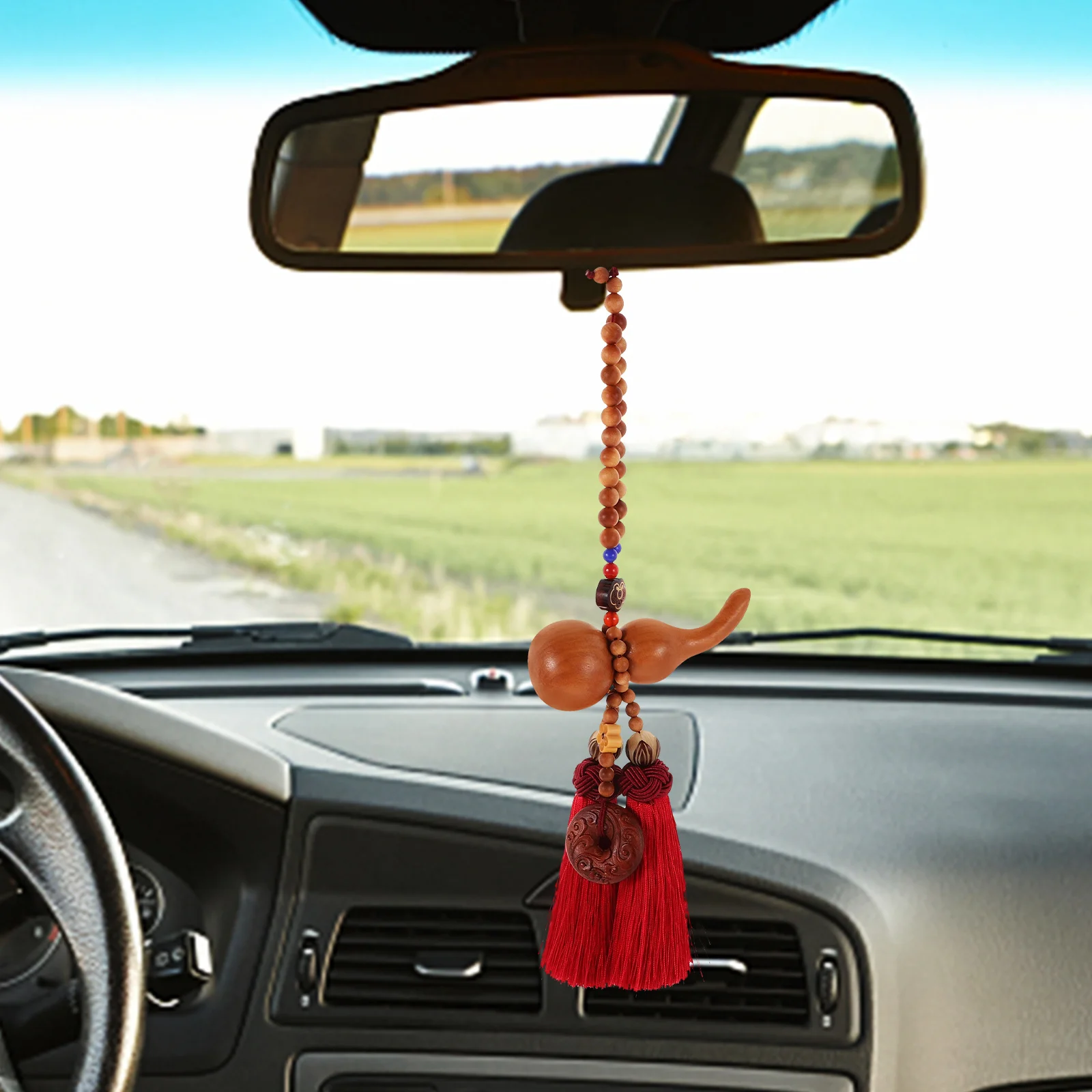 

Lucky Gourd Feng Shui Charm Pendant Car Decoration Chinese Style Tassel Good Luck Prosperity Exquisite Craftsmanship