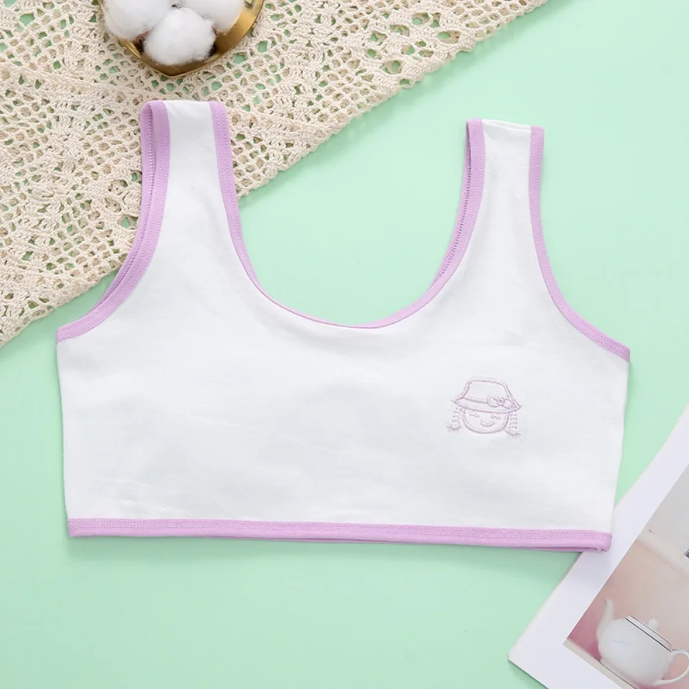 

New Pure Cotton Girls Vest Soft Elastic Girls Development Period Underwear Comfortable Children's Bra 10 Years Old 12