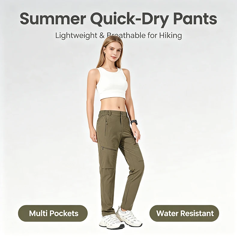JNLN Wanderhose Damen 4-Wege-Stretch Wasserdichte Sommer-Cargohose Trekking Klettern Camping Outdoor-Sport Bergsteigerhose – Detail 6