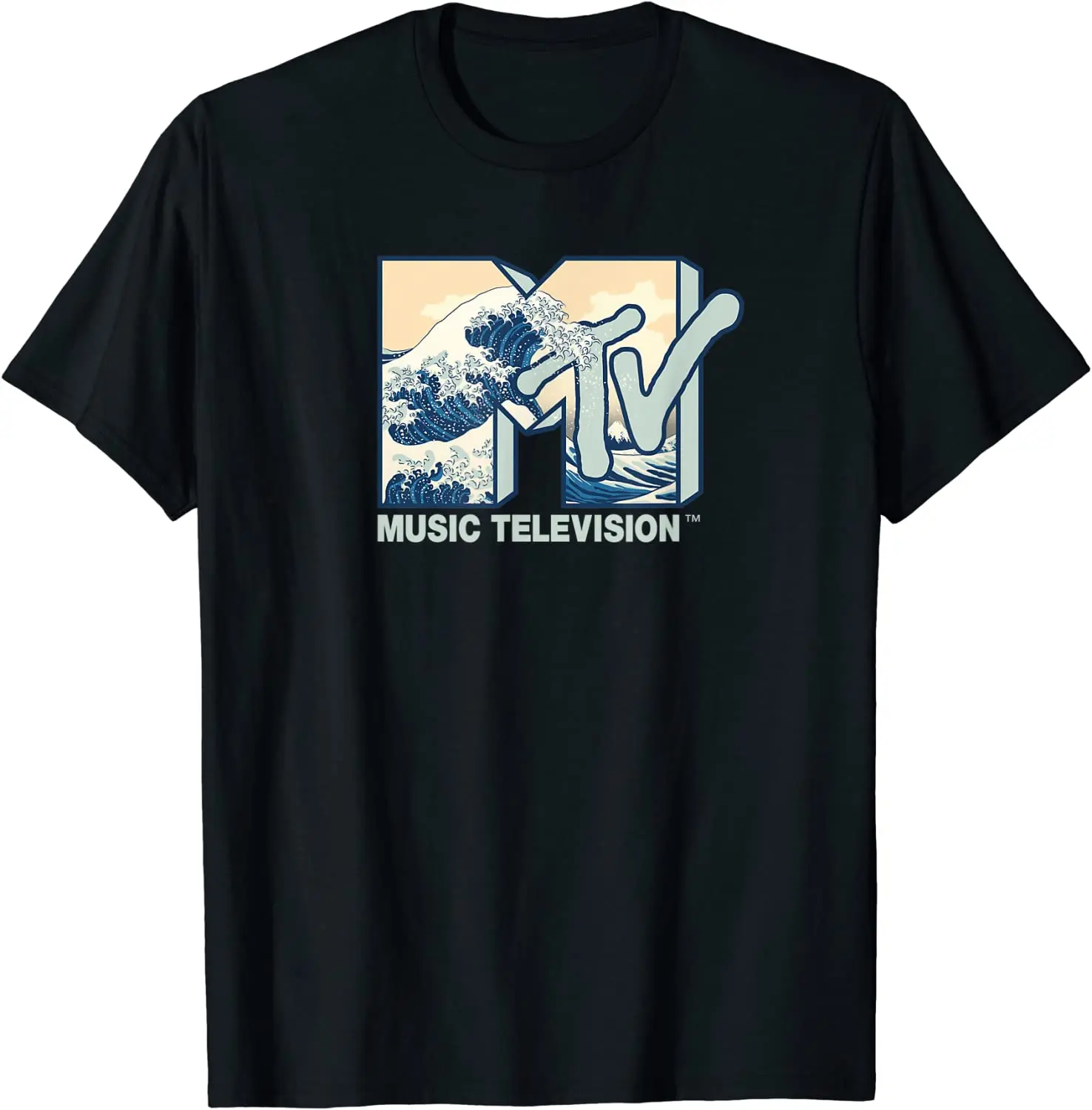 The Great Wave Off Kanagawa Retro MTV Logo T-Shirt