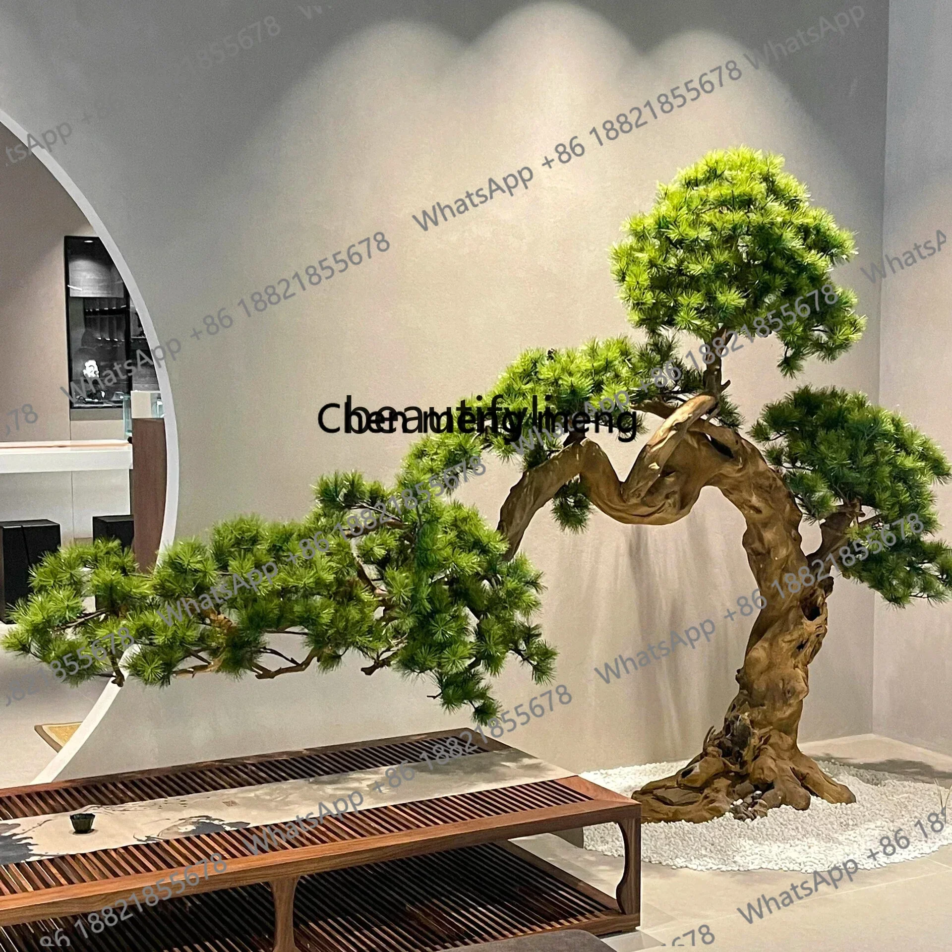 z183   New Chinese style simulated welcome pine floor ornament entrance pine solid wood fake tree large-scale landscaping