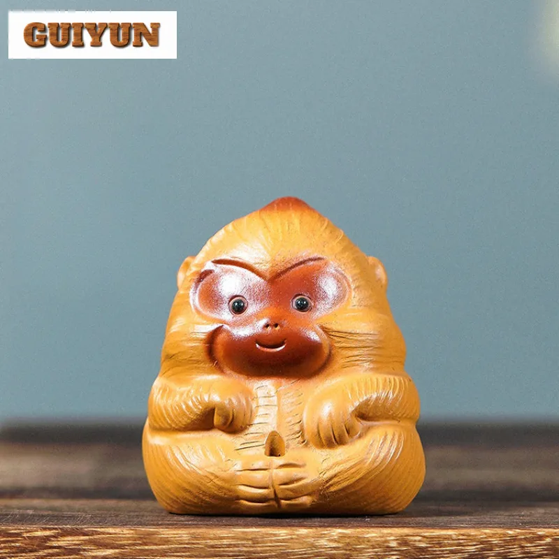 

Handmade Sculpture Yixing Purple Clay Monkey Tea Pet Handmade Flowerpot Landscaping Tea Figurine Play Toys Tea Statue Ornaments