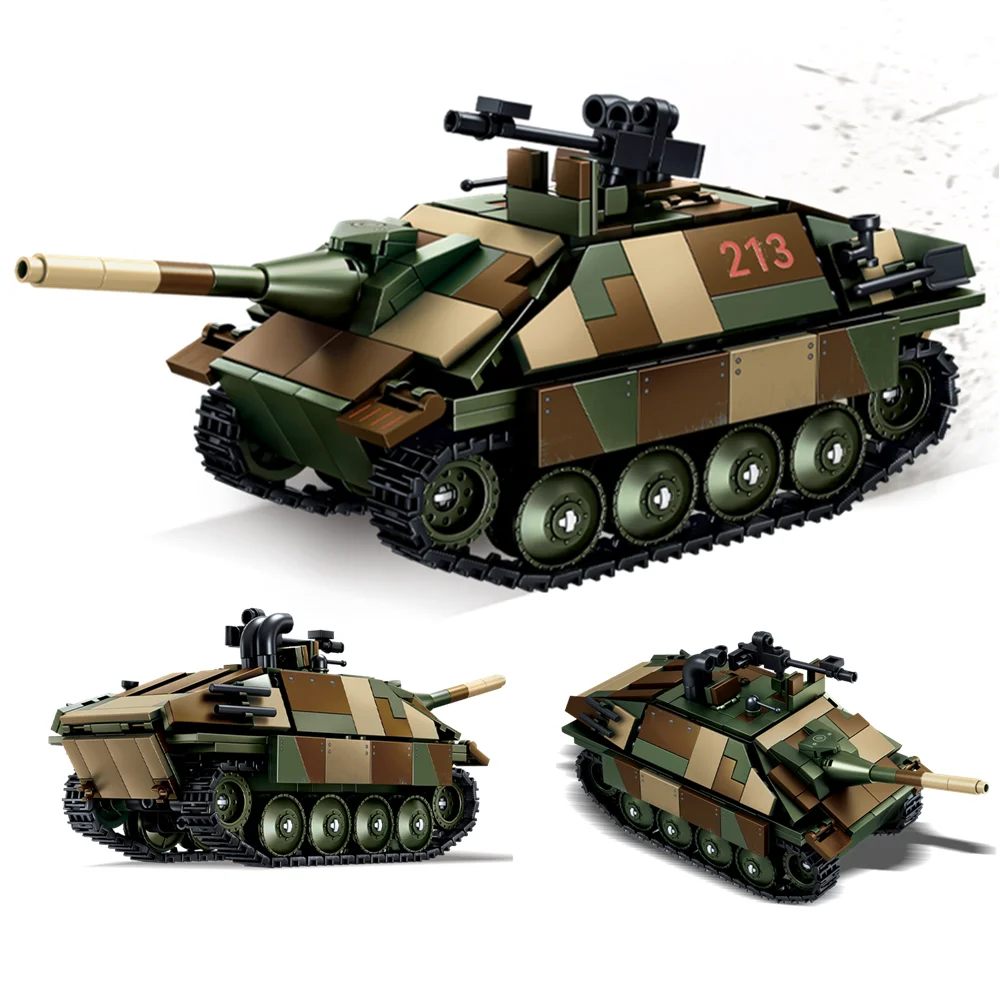 

WW2 Military Army Soldiers World War 2 38T Tank Destroyer Model ​Building Blocks Bricks Educational Children's Toys Gift