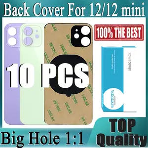 Bilashmart 10 2 in 1 Big Hole Rear Battery Back Door Glass iPhone 12 mini Back Cover Glass iPhone 12 Replacement Part