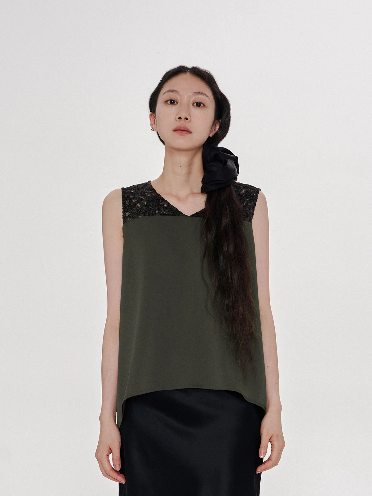 

Ele Lace Vest Women's Lightweight Svel V-Ne T-irt Lin Zhi Summer New Arrival Breathable Loose Fit Polyeste...