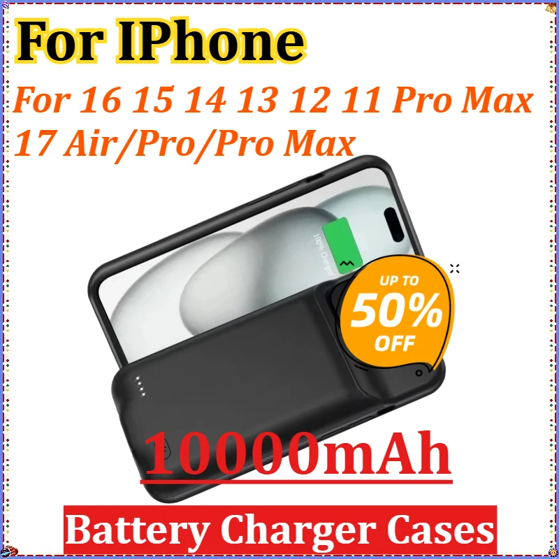 

10000mAh Battery Charger Case for IPhone 16 15 14 13 12 11 Pro Max 17 Air/Pro/Pro Max Bateria Portatil Para Celular