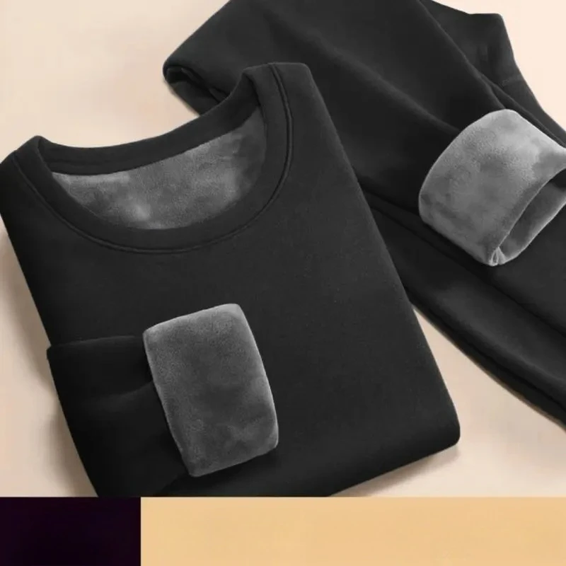 Winter Long Johns Sets Men's Super Thick O-neck Keep Warm Tops + Pants Set Fleece Comfortable Soft Thermal Underwear Set 2026