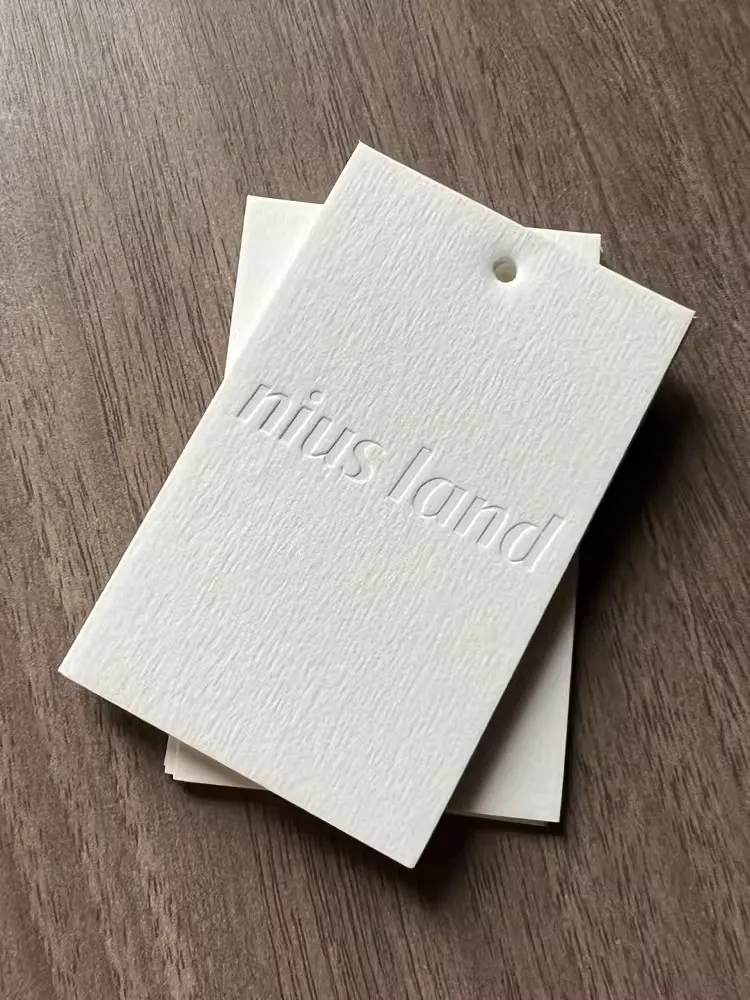 600GSM Paper Colorless Deboss Customized Hang Tag Clothing 55x88mm Hangtags Design Simplicity Upscale