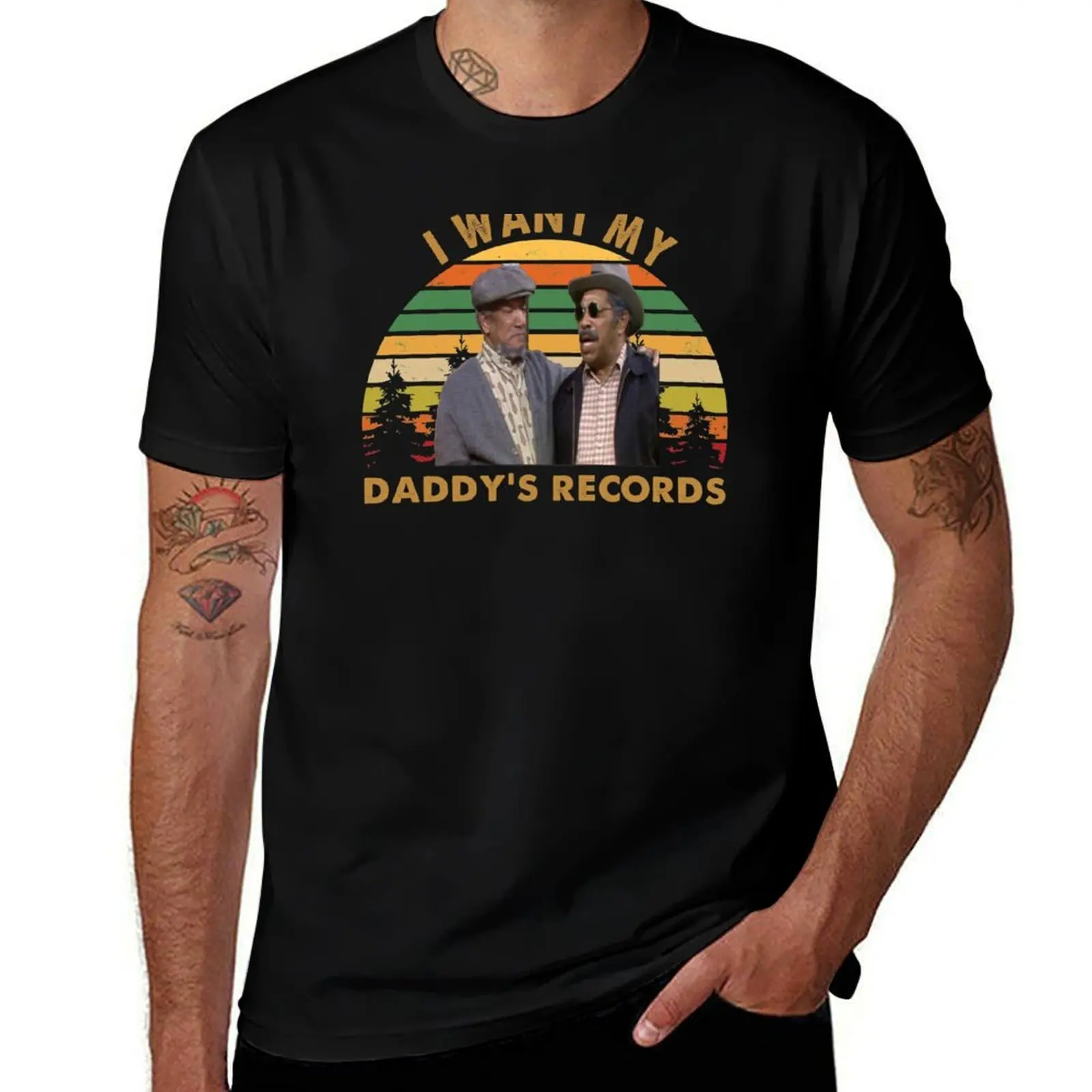 I want my Daddy's Records Vintage T-Shirt Basic Solid Tee for Daily Use