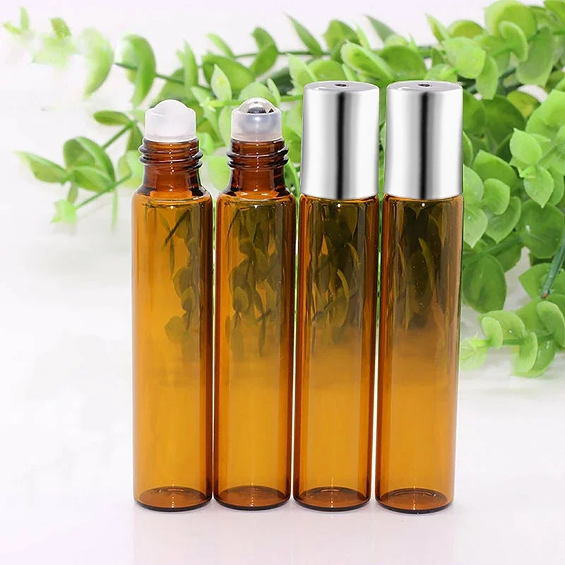 Perfume Bottle with  Light Proof Glass Container Medicine Bottle 10ml/5ml Mini Glass Split Bottle Travel Essential Oil Ball