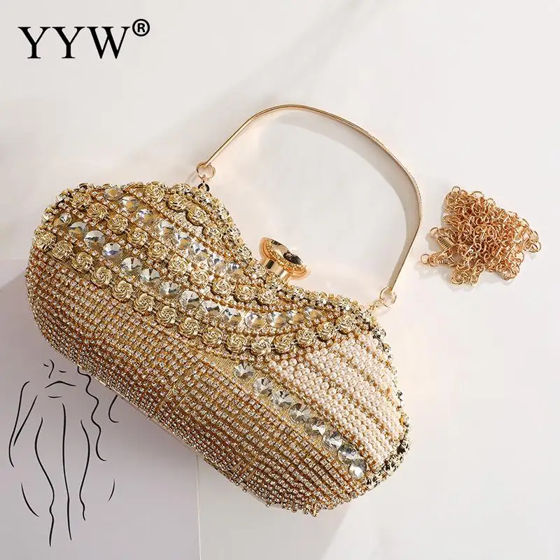 Luxury Diamond Bling Women Evening Handbag Fashion Shiny Rhinestone Irregular Wedding Bridal Prom Clutch Purse Bag with Tassel