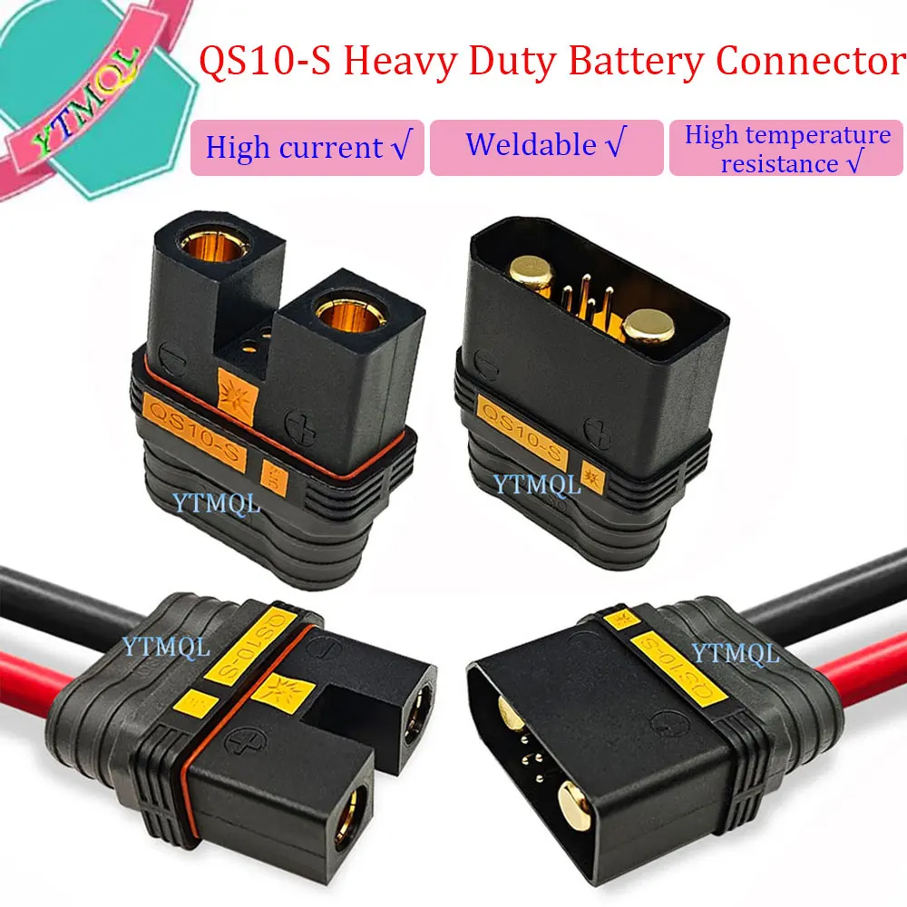 1-10pairs QS10-S Heavy Duty Battery Connector Anti-Spark Gold 180A Large Power Plug for RC Plant Protection Drone Car Model