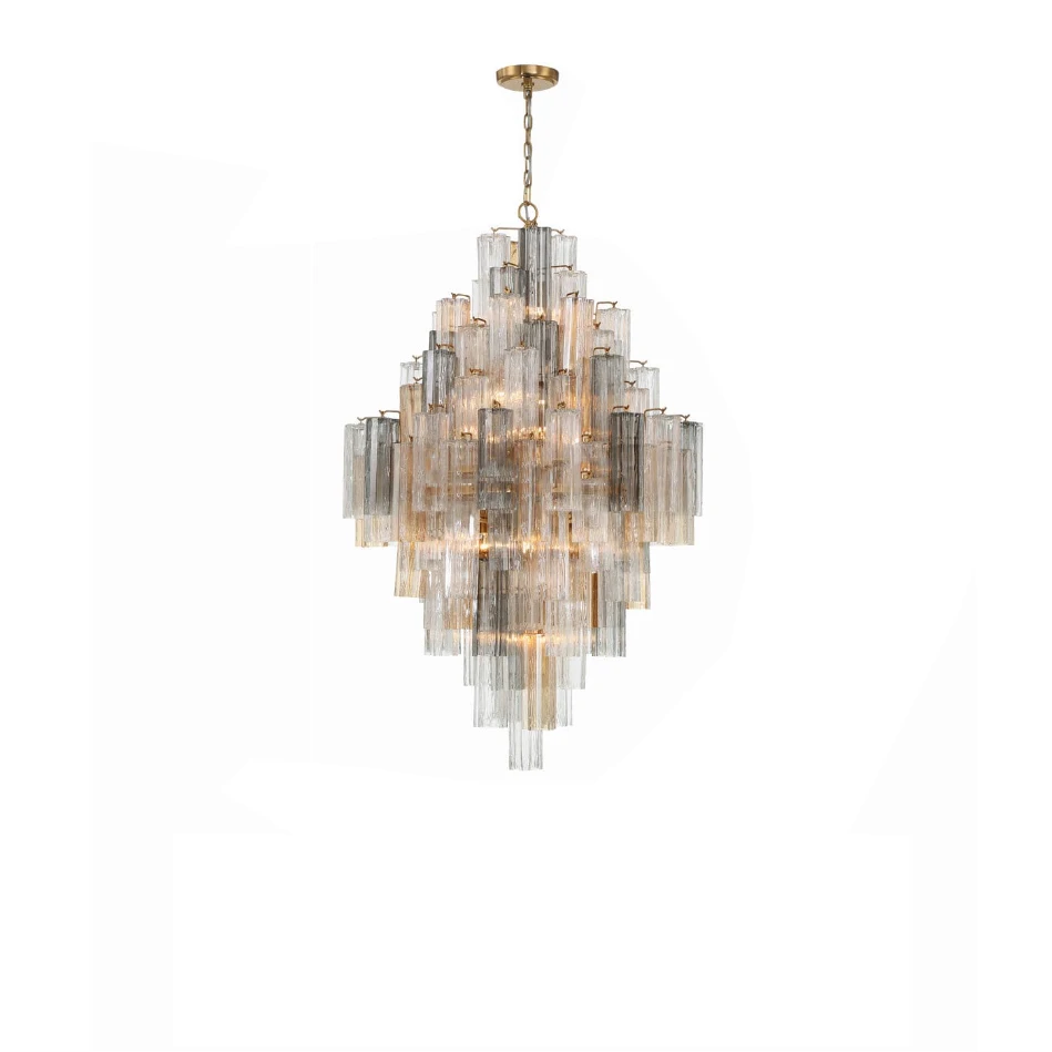 

Classic Gray Glass Large Ceiling Pendant Light Vintage High-ceiling Stairwell Lobby Decoration Hanglamp Lamparas White Glass