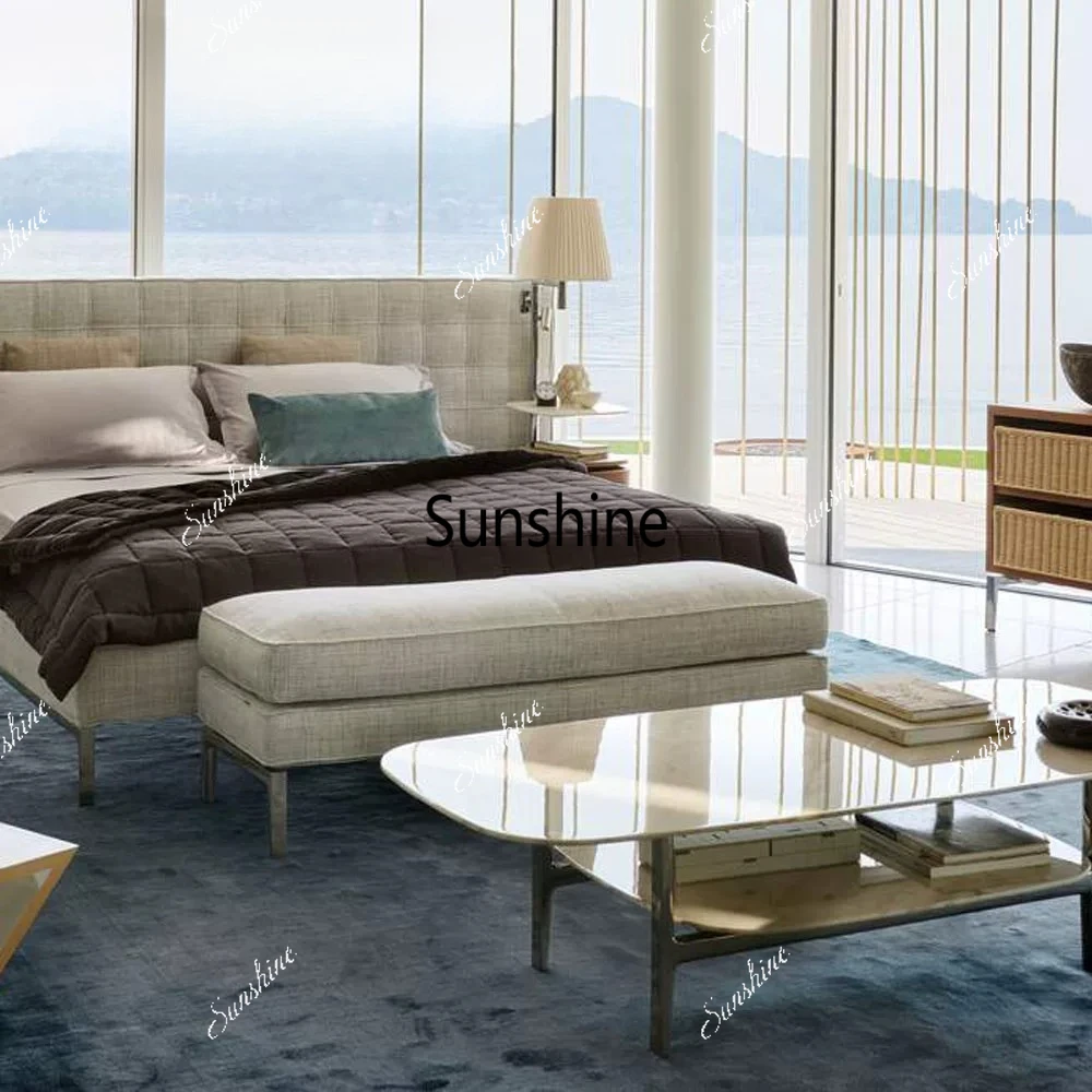 

Italian light luxury master bedroom bedside stool bedroom household sofa stool rectangular low stool