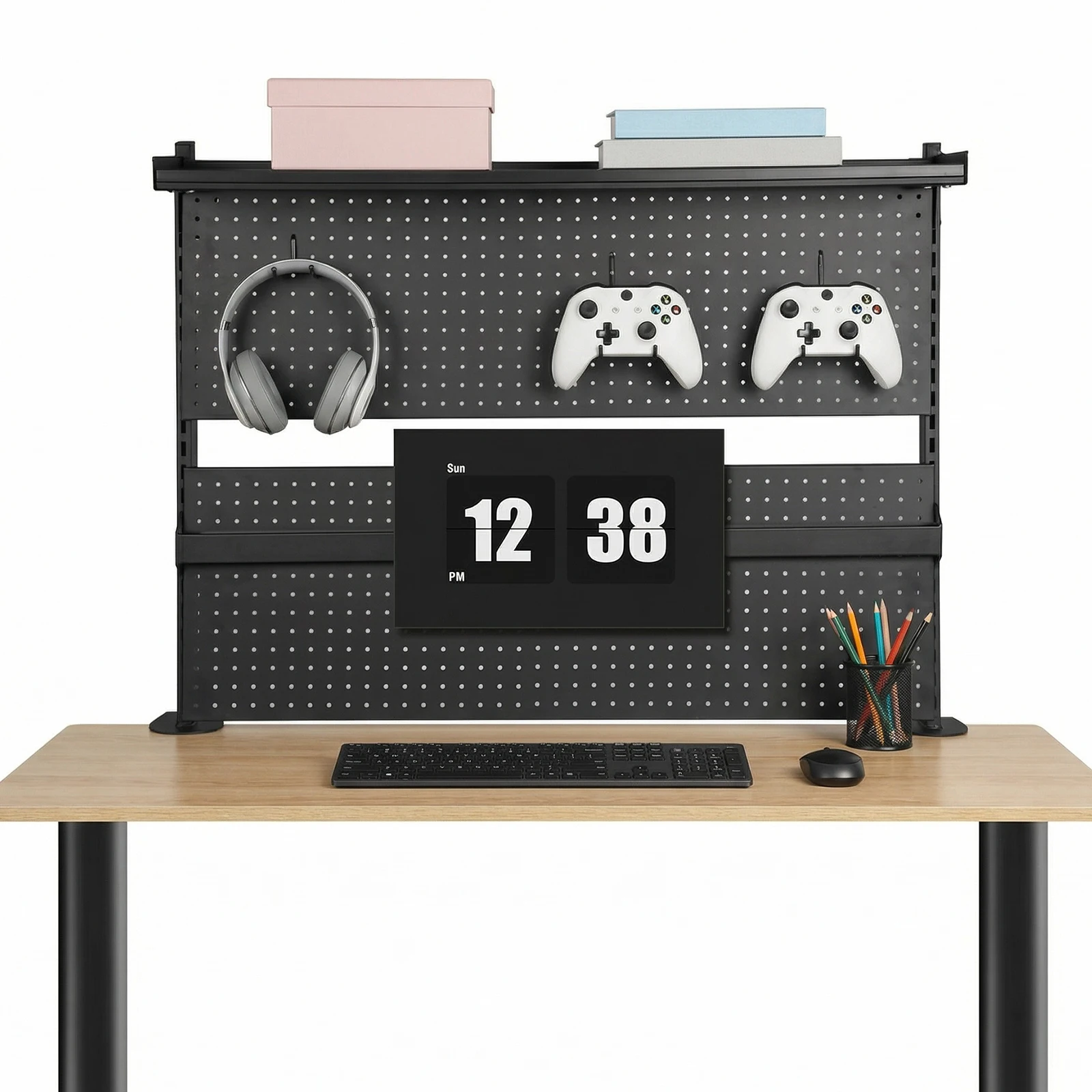 

Steel Stand Pegboard with Monitor Stands Computer Accessories Clamp On Desk Organizer Shelf 51 X 34 Inch for Dorm Office Home