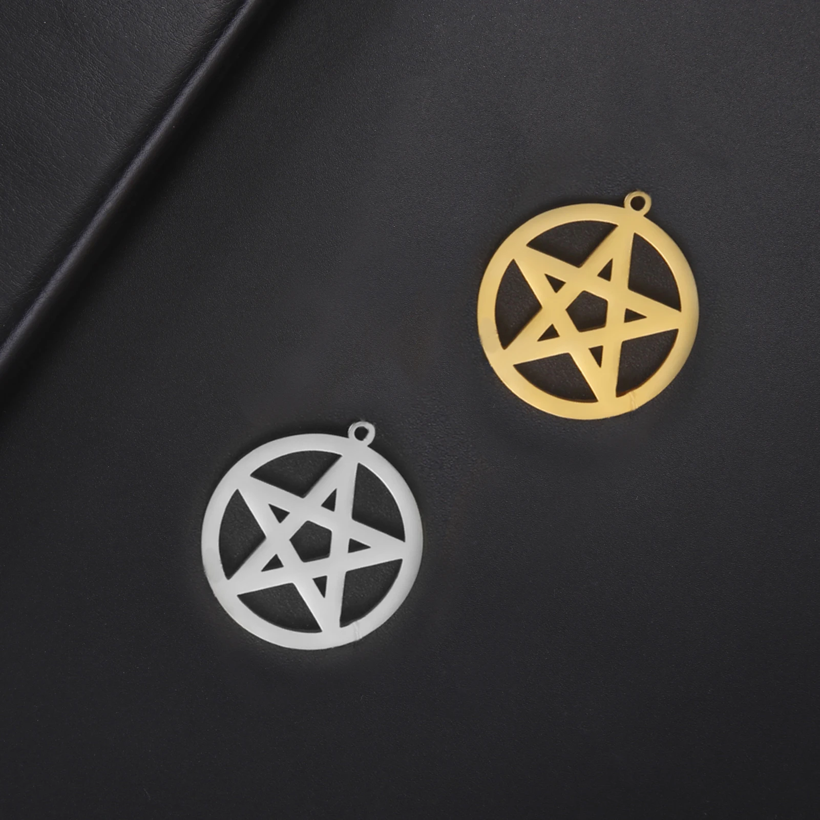 EUEAVAN 5pcs Pentacle Stainless Steel Pendant Pentagram Charms Wicca Necklace Earrings Jewelry Making Supplies Wholesale