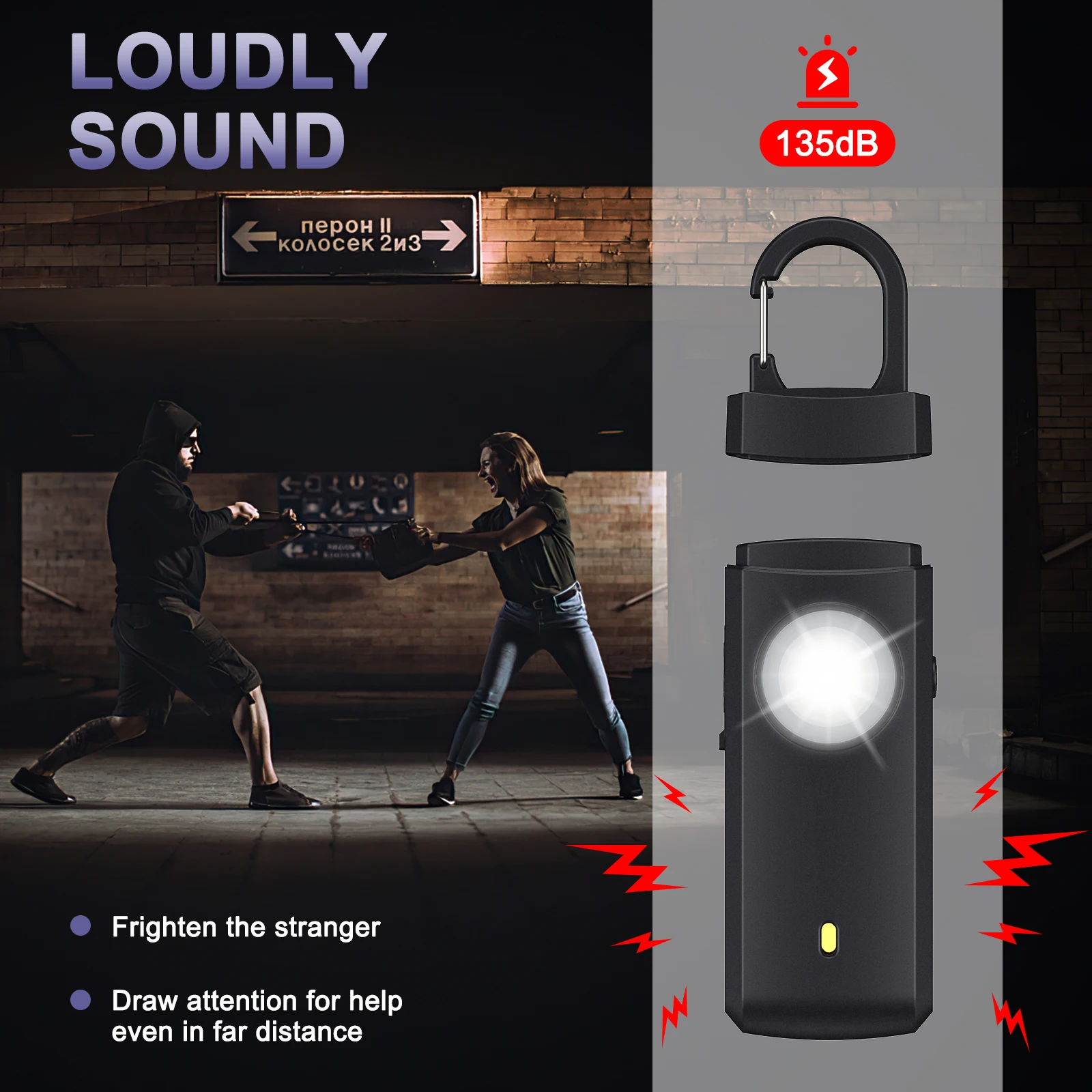 ORIA-llavero de alarma Personal para mujeres y niños, llavero de alarma de bolsillo de 130dB, alarma de seguridad de emergencia con luz de Flash,