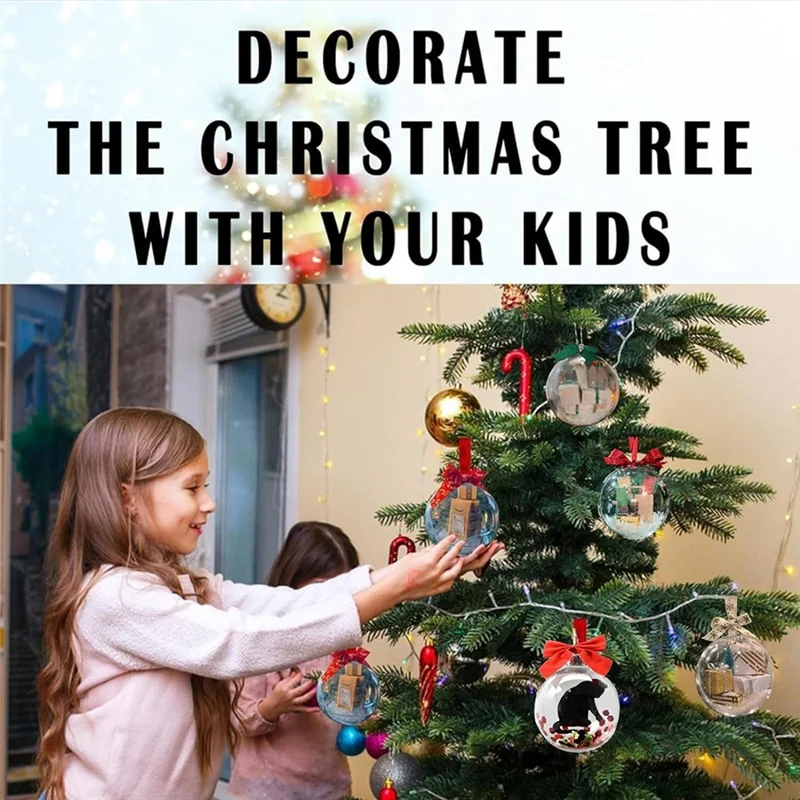 A59E-Christmas Ornament Ball Xmas Tree Decorations Clear Bauble Ornament House Hanging Ball Exquisite Gift