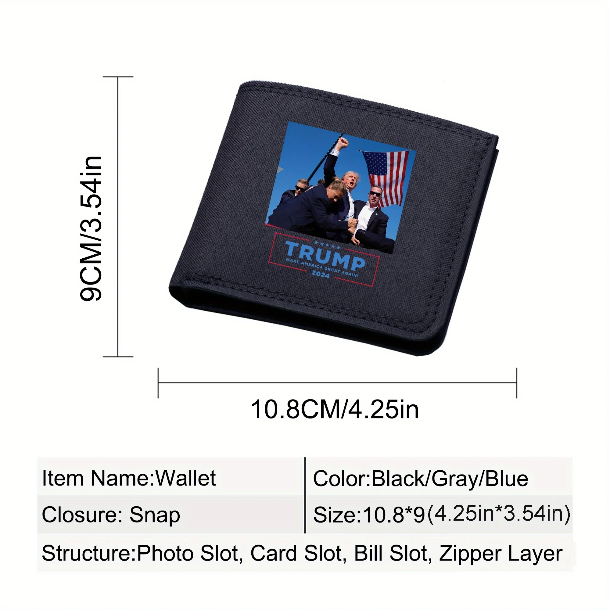 "دونالد ترامب 2024" مطبوعة قماش محفظة قصيرة موضة محفظة ثنائية الطي الأعمال محفظة عادية مع فتحات بطاقة الهدايا الإبداعية