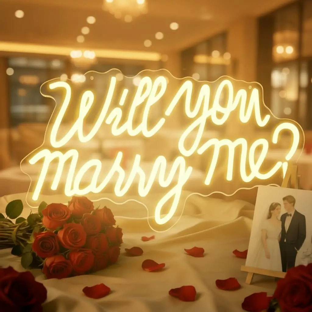 

Will You Marry Me Neon Sign LED Romantic Neon Light Sign for Proposal Engagement Wedding Party Backdrop Wall Decor USB Dimmable