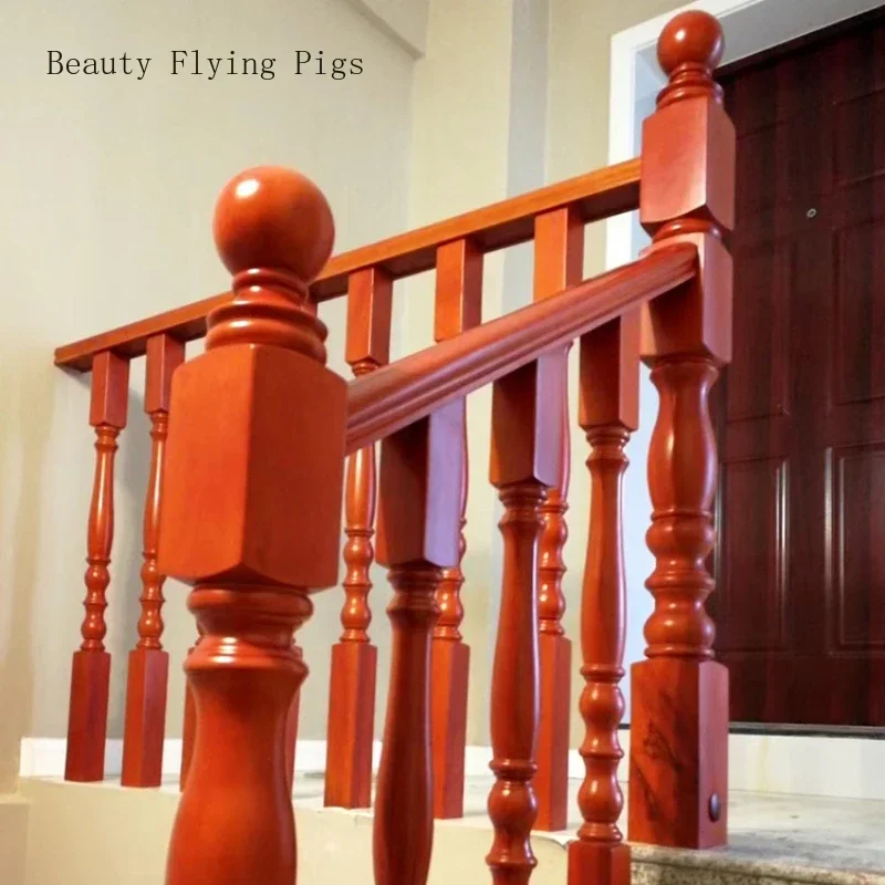 Solid wood carving solid color round ball staircase handrail, ball bed tail, headpost decoration column sculpture