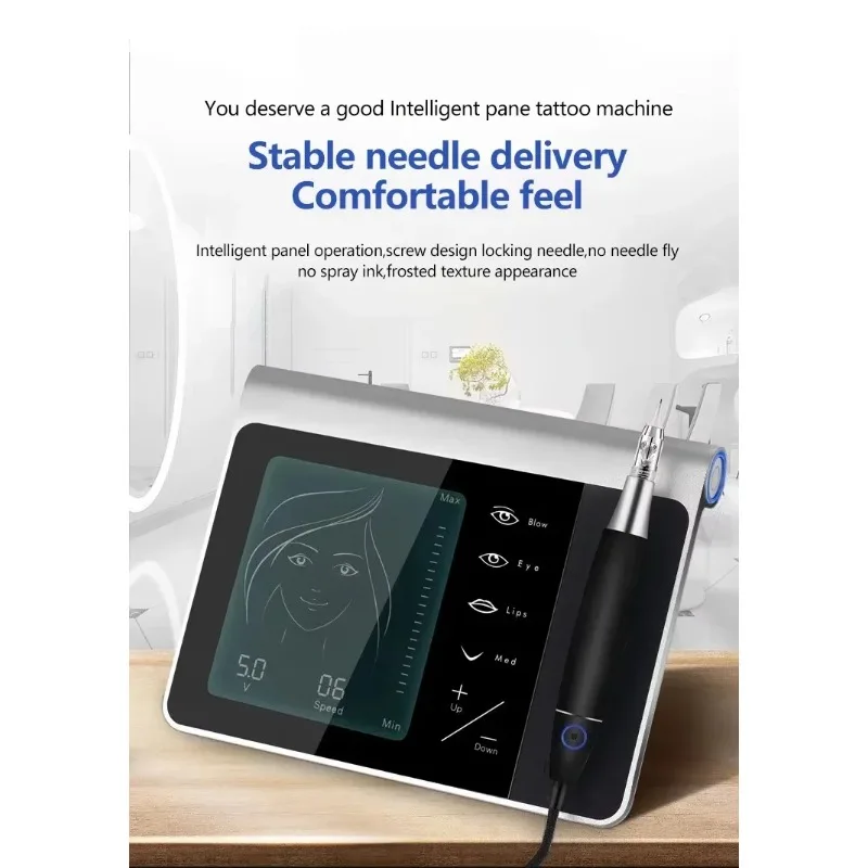 ชุดเครื่องสักคิ้วถาวรคุณภาพสูง ไมโครเชดดิ้ง เครื่องสักดิจิตอลสำหรับริมฝีปาก คิ้ว อายไลเนอร์ สีทองและสีเงิน