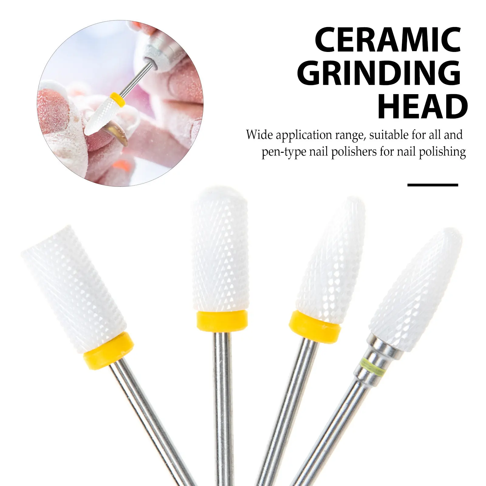 

Набор из 4 сменных керамических насадок для фрезеровки ногтей, для полировщиков, педикюра, маникюра, принадлежности для нейл-арта