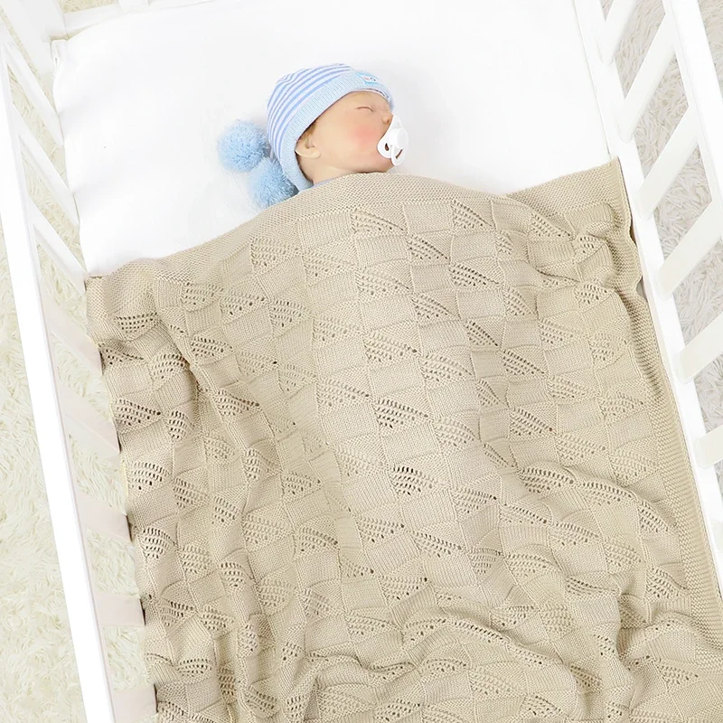 Newborn Baby Blanket Knitted Infant Boy Girl Stroller Swaddling Super Soft Toddler Bedding Plaid Crib Quilt 100*80CM Sleep Cover