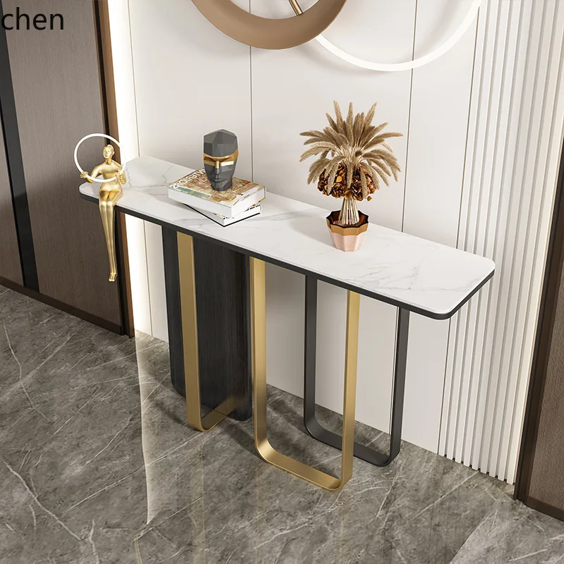 HYS  Entryway Table Modern Minimalist Wall-Mounted Entryway Italian Style Rock Plate Console Table
