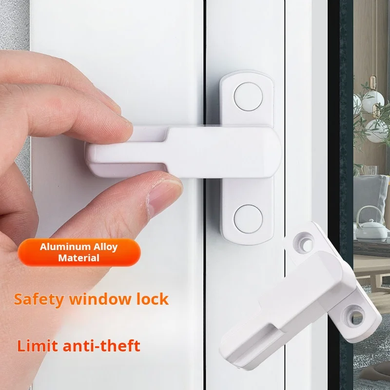 Picture 4: 2PCS T-type Lock Plastic Steel Swing Door Window Lock Push-pull Handle Window Anti-theft Lock Buckle Anti-theft Lock Accessories