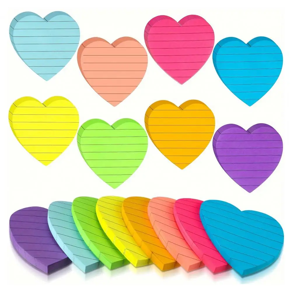 Catatan tempel persegi hati warna-warni catatan tempel Set untuk rumah kantor sekolah perlengkapan dapat dilepas bersih tulisan halus