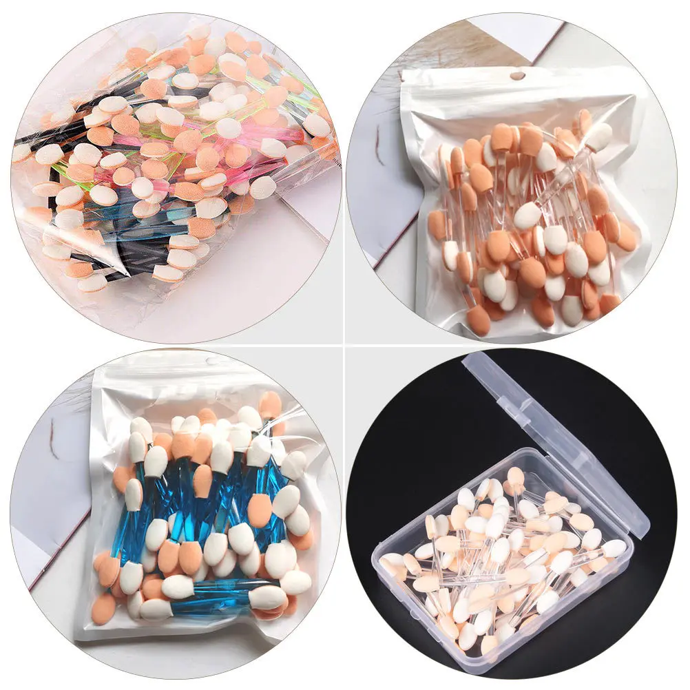 

120Pcs Double-Headed Eyeshadow Brushes Plastic Sticks Mini Size Professional Eye Makeup Applicators Woman Makeup Tools