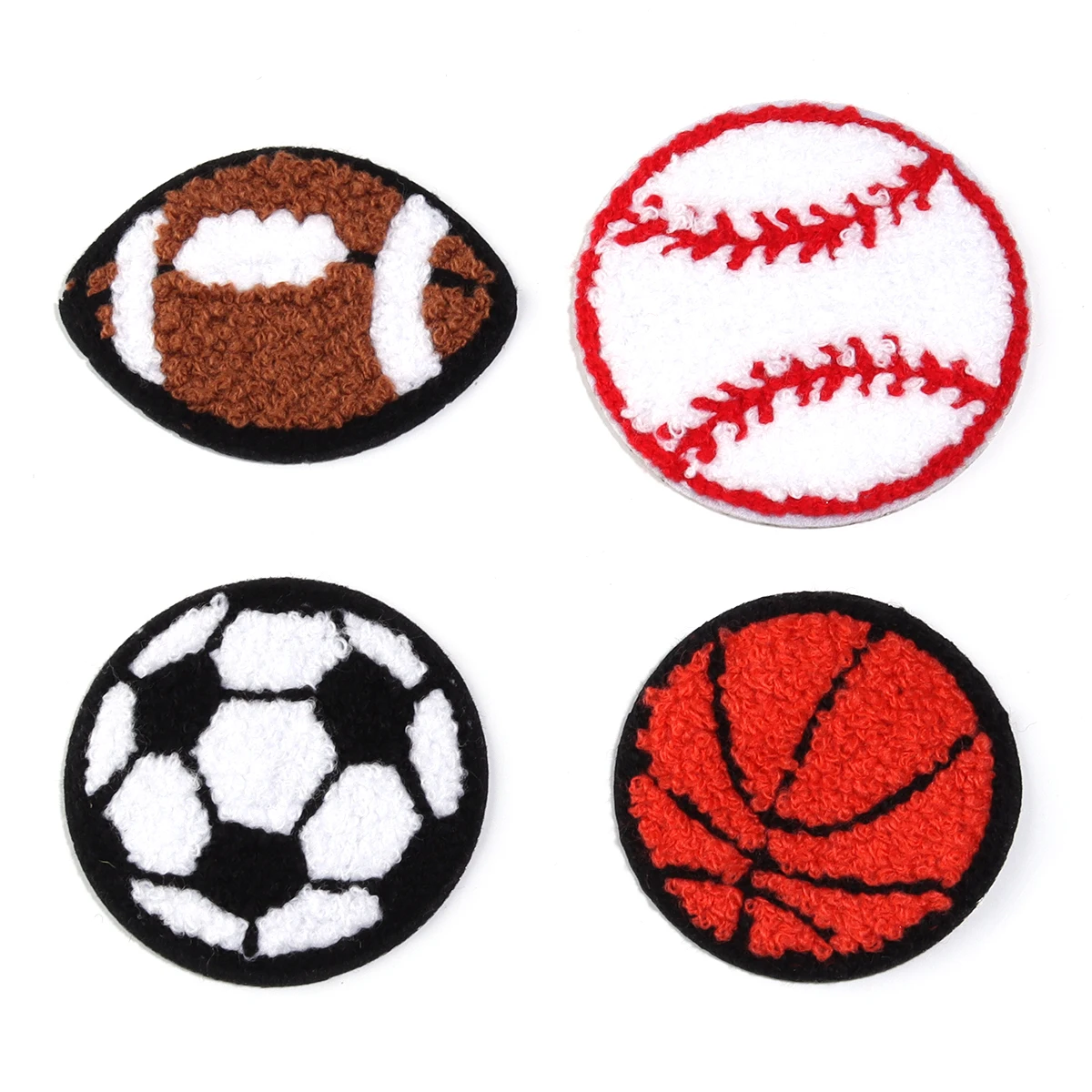 4Pcs Embroidered Patches Basketball Football Rugby Baseball Sewing Cloth Appliques For Clothes Hats Jeans Iron On Accessories