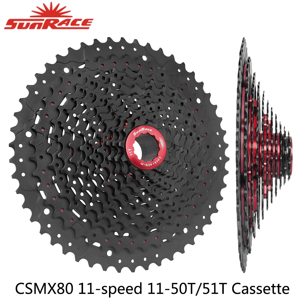 

SUNRACE CSMX80 11 Speed Bike Cassette Sprocket MTB Bike 11-50T 11-51T Bicycle Freewheel for Shimano Sram Cycling Parts