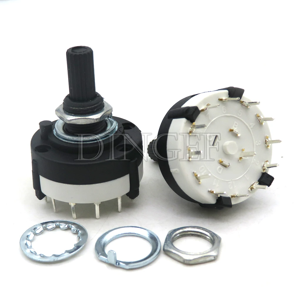 1PCS RS16 Plastic 16MM Rotary Band Switch 2 Pole 3 4 Position 1 Pole 5 6 8 Position Handle Length 15MM Axis Band Switch